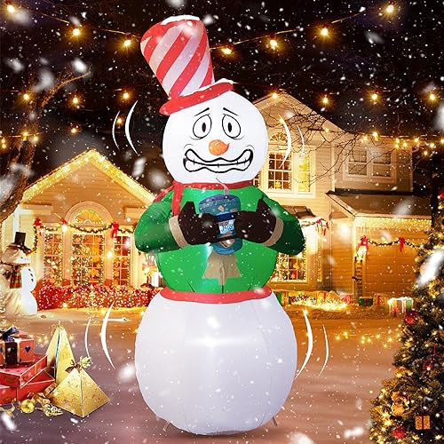 GlobaLink Aufblasbarer Schneemann XL 1,8M, Schütteln lustiger aufblasbarer Weihnachtsmann Weihnachtsdekoration mit für Innen- und Außen, Hof, Garten Weihnachtsdeko Figur