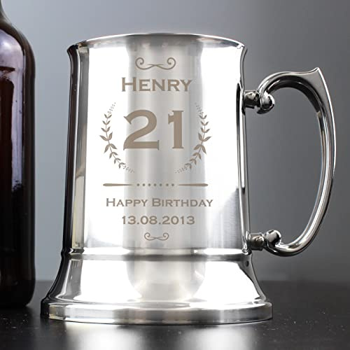 Custom Personalised Age Crest Stainless Steel Tankard. for Birthdays