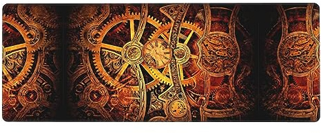 Cool Steampunk Gears Gaming Mouse Pad Long Keyboard, Extended Desk Mat Non-Slip Base 30x80cm