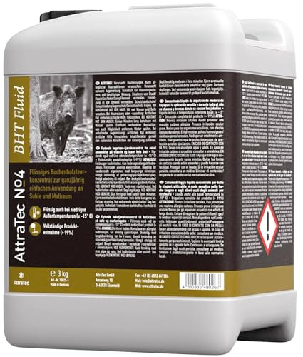 ATTRATEC No 4 BHT Fluid, Lockmittel für Schwarzwild und Rotwild, modifizierter Buchenholzteer, 3kg Kanister