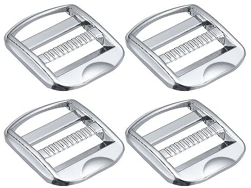 Uxcell Metal Ladder Buckle Slider Tri-Glider Metal Adjustable Buckles, 4pcs 19mm(3/4) Inner Width for Webbing Backpack Strap, Silver Tone