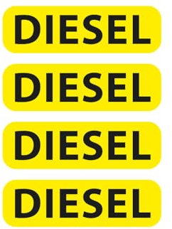 Aufkleber Set Diesel Schild Warnhinweis Tanken 4x Autoaufkleber gelb Waschanlagenfest Witterungs- und UV-beständig