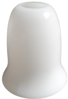 Lampenschirm E27 weiß glanz u.a. für Led Glas Ersatzglas Schirm Ersatzschirm opalweiß Lampenglas für Pendellampe Tischlampe Fluter Leuchte Höhe 16,5 cm, Ø unten 15 cm (1x Glockenglas weiß glanz)