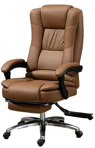 UsmAsk Chef-Computerstuhl, Verstellbarer Bürostuhl mit Fußstütze, Heimbüro-Schreibtischstuhl, drehbarer Computer-Schreibtischstuhl aus Leder, für das Heimbüro, schwarz (Bernstein)