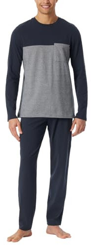 Schiesser Herren Schlafanzug Lang - Nightwear Pyjamaset, Nachtblau_181170, 52 EU