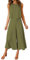 FANCYINN Damen Sommer 2-teiliges Outfit Jumpsuit Elegant Ärmelloses Rundhals Tanktop gekürzte Weite Beinhose Olivgrün XXL