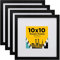 Egofine Lot de 4 cadres photo, 25 x 25 cm, en bois, avec verre acrylique, en MDF, passe-partout, pour photos de 15 x 15 cm, carrés, pour décoration murale ou de table, noirs