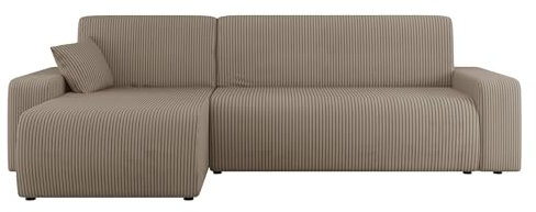 Mirjan24 Ecksofa Pixalo L Cord, Design Eckcouch, Couch mit Schlaffunktion und Bettkasten, Wohnlandschaft, Bettfunktion L-Form Sofa, Ottomane universell (Poso 02)