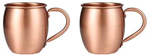 TsoLay 2 x 530 ml Tasse 100 % Cuivre Gobelet à tambour Tasse à cocktail Tasse en cuivre Restaurant Bar Gobelet à boissons froides, B
