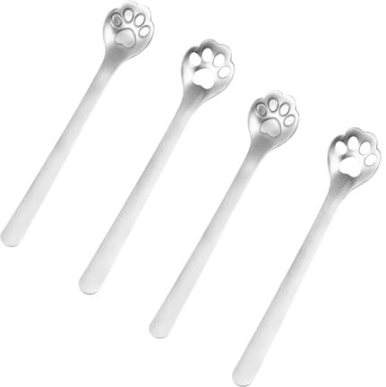Alipis 16 Pièces cuillère à griffes de chat mini-cuillères s mignonnes à café chat ustensiles de cuisine décor tasse, passoire à café Acier inoxydable