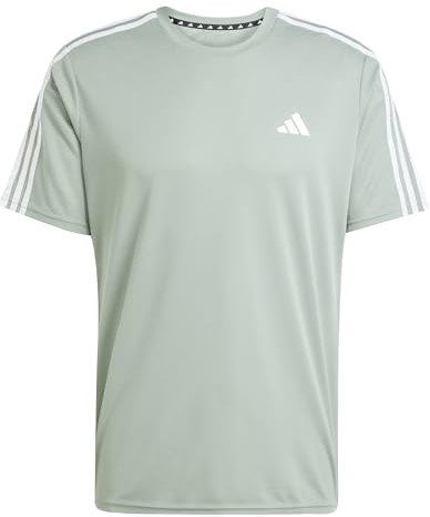 adidas Herren Train Essentials 3-Stripes Training Tee, Silver Green/White, M Tall