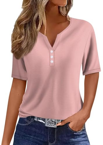 Haut Femme Tunique Femme Tee Shirt Femme Chemise Femme Coton Chemise Femme Chic Et Élégant Blouse Femme Chic Et Élégant Tshirt Femme Tunique Femme Grande Taille Chemisiers Rose L