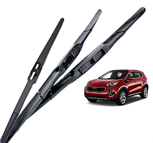 Wischerblätter, schnelle und saubere Scheibenwischerblätter für Kia Sportage QL 2016 2017 2018 2019, Reinigungsset für die vordere und hintere Scheibe