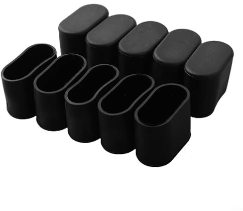 10 x Stuhlbeinkappen, oval, aus Gummi, schützt vor Kratzern und Lärm, für Büro, Zuhause, Terrasse, Garten (schwarz, 15 x 30 mm)