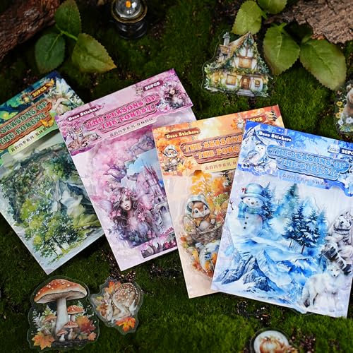 Arpaper Natur Stickers Scrapbooking Zubehör 80Pcs Ästhetische Aufkleber Set Decor für Scrapbooking, Journaling, Kalender DIY(Tierische Aufkleber)