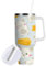 Boccsty Bicchiere isolato riutilizzabile in acciaio inox con topolino giallo da 1,18 ml, tazza da caffè e viaggio, con manico e cannuccia, per casa, ufficio, auto
