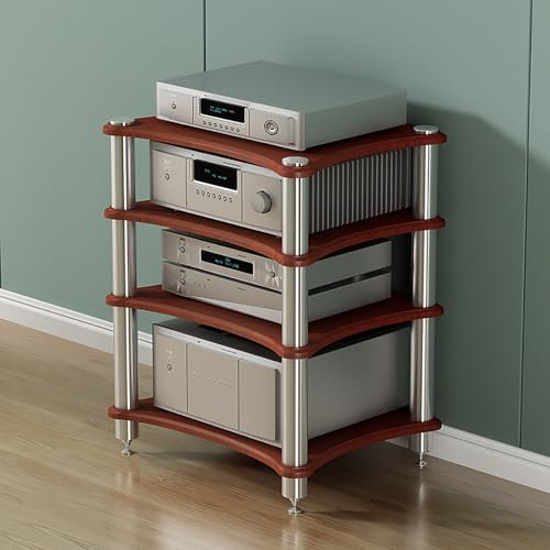 Nero Supporto per Giradischi Mobile DVD,Hifi AV Media Stand,Rack Audio Mobile,con Portaoggetti,Audio AV Tower Media Stand,Adatto per Lettori DVD/Console di Gioco/Accessori TV.(Walnut,48x60x85cm)