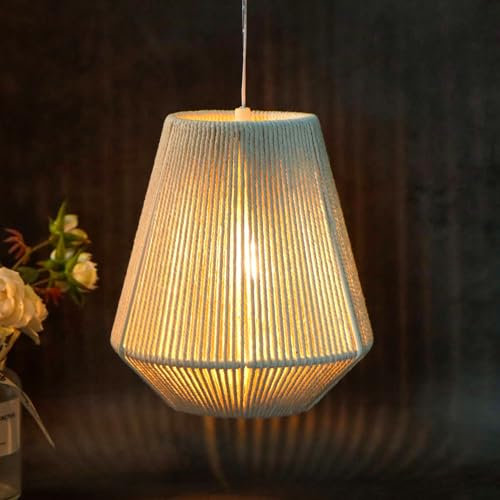 JHY DESIGN Lampada a sospensione alimentata a batteria, 20,3 cm di altezza, corda di cotone intrecciata, lampada a sospensione decorativa a batteria con timer di 6 ore, per bar, camera da letto,