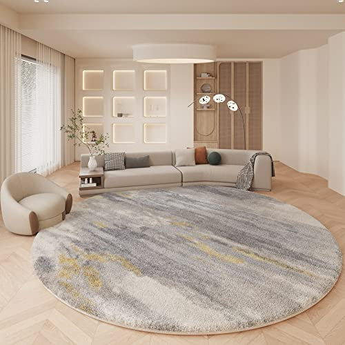 Tospass Teppich Rund 200cm Hochflor Grau Wohnzimmer Kurzflor Flauschig Waschbar Modern Teppich für Schlafzimmer Deko Kinderzimmer Küche Outdoor Carpet