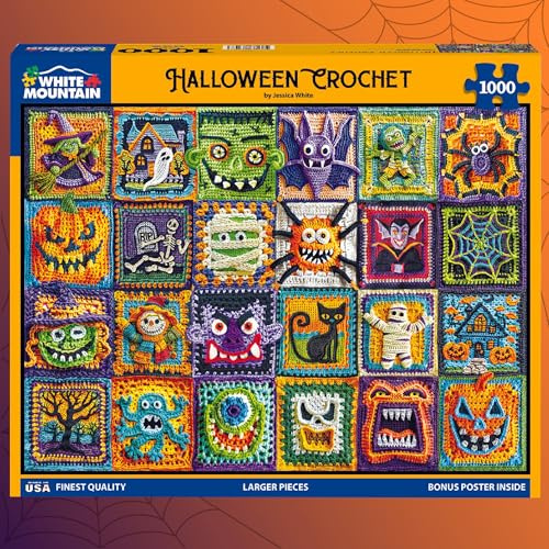White Mountain Halloween Crochet Halloween Puzzles 1000 Pieces Jigsaw Puzzle for Fall and Autumn