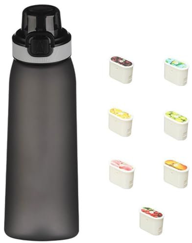 Luft Wasserflasche 700 ml Sport Air Wasserflasche mit Pods BPA Frei 0 Zucker Trinkflasche mit 7 Geschmack Pods 0 Kalorien zum Fitness (A)