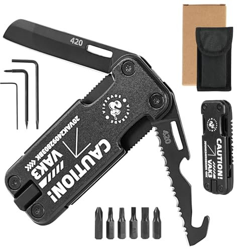 VIPERADE VAK3 15-IN-1 Multitool Taschenmesser, selbstsicherndes Multitool Schraubendreher Bit Set, Schraubendreher und Flaschenöffner Zubehör für Überleben, Camping, Outdoor
