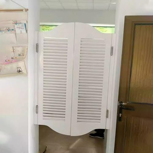sjdoPulse Portes Battantes pour Café, Portes Battantes Intérieures pour Café, Blanches, Cloison De Porte De Salon À Persiennes Occidentales, Porte De Cuisine/Salle De Bain/Porte D,W130xH90cm(513/16
