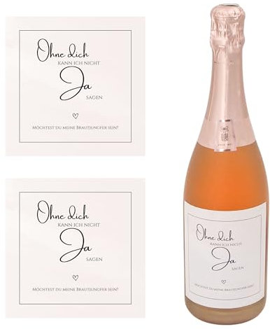 MilaBoo® Flaschenetikett in 11 x 11 cm für Sekt, Wein oder weitere Flaschen – Weinetiketten Made in Germany (Brautjungfer)