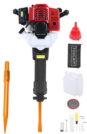 Levkitch 1900W Petrol Demolition Jack Hammer with Pointed,Flat Chisel | 2-Stroke Gas Powered Concrete Drill Breaker Kit, 20-50J Single Impact Power Punch Drill Jack Hammer,Air Cooling