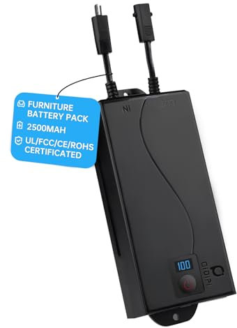 Recliner Battery Pack, LCD Display, Battery Pack for Reclining Furniture, Universal 2-Pin Power Supply, Suitable for Power Recliners, Sofas, Lift Chairs and Couches,(2500mAh) Charger not included