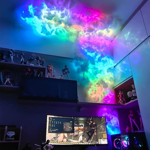 XYHAOAI Rgb-Gewitterwolkenlampe Intelligente Led-Nachtlichter Sehr Coole Diy-Kreativwolkenlichter, Schlafzimmer-E-Sport-Raumdekor füR Verschiedene Festivals,Rgb,33ft/10m