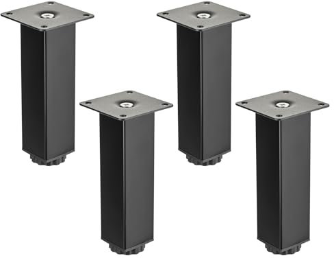 4 pièces SOTECH Pieds de meuble ZULU 38 x 38 x 150 mm noir mat, charge admissible 100 kg par pied, pieds de vitrine Pieds de socle Pieds d'armoire