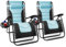KEPLIN Set of 2 XXL Premium Heavy Duty Padded Zero Gravity Chairs - Luxurious Garden Recliners, Adjustable Headrest, Cup & Phone Holder, Foldable, Easy to Clean Patio Sun Loungers (Skyblue)