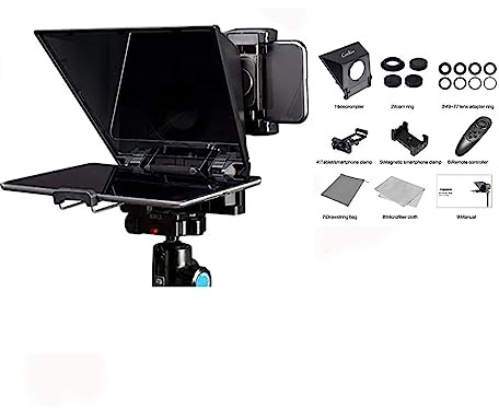 Teleprompter, CT2 Mini Teleprompter 8 Zoll tragbar unterstützt unter 8 Zoll Smartphone-Tablet-Aufforderung Smartphone-Kamera, Online-Lehre Live-Streaming