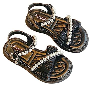Generisch Sandali da ragazza a punta aperta in rete, con design a forma di fiocco, sandali piatti estivi, scarpe casual alla moda, stivali da mare per bambini, Nero , 35 EU