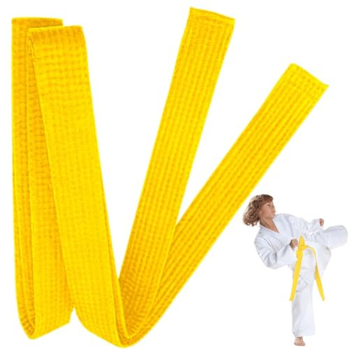 GJKLO 160cm Kimono karate bambino Cintura Judo Karate Sportive Arti Marziali Cinture Taekwondo Professionale Aikido Cintura Bambini Cintura Arti Marziali Karate Arti Marziali Cinture(Giallo)