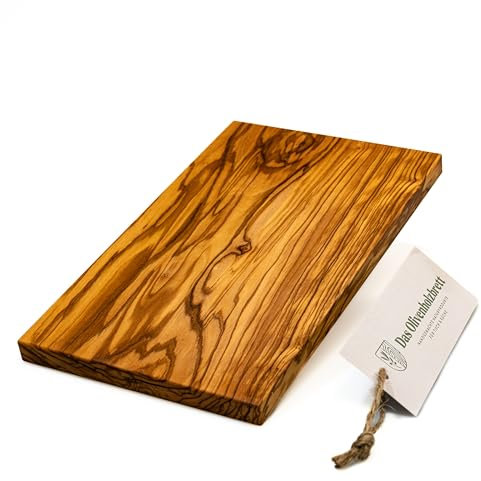 DAS OLIVENHOLZBRETT® / Olivenholz Schneidebrett rechteckig/Frühstücksbrett aus Holz/Brotzeit-Frühstücksbrettchen rechteckig/Vesperbrett, Jausenbrett aus Olivenholz / 30cm x 17cm x 2cm