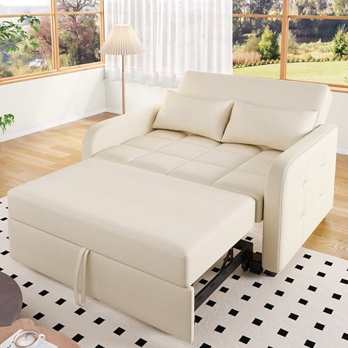 KAZZIO Multifunktionale Klapp-Sofa-Bett, Verstellbares Rückenteil Sofa, Ideal für kleine Wohnungen und Studentenwohnheime, 180x127cm Komfort-Sofa-Bett (Beige)