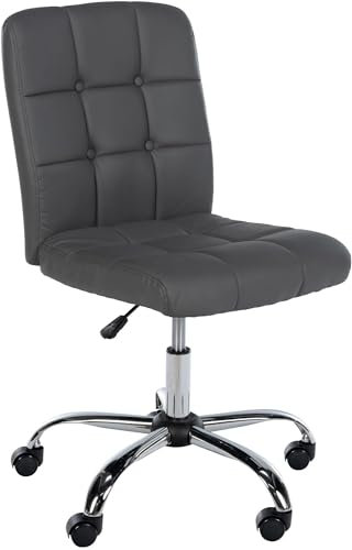 CLP Bürostuhl Trenton Kunstlederbezug I Arbeitsstuhl mit Rückenlehne I Drehstuhl höhenverstellbar I Arbeitshocker bis 150 kg belastbar, Farbe:grau