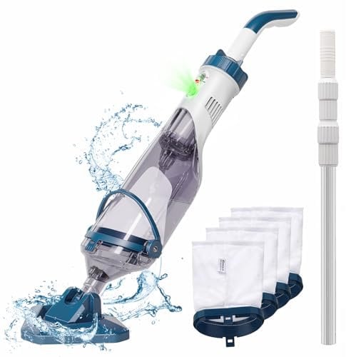 Enhulk Aspirador de Piscina con batería, hasta 60 Minutos de autonomía, Aspirador de Piscina con pértiga telescópica, succión de 4200 l/h, Ideal para Piscinas elevadas, spas y más, Azul