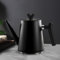 Thermo Teekanne mit Siebeinsatz 1,5 liter -Edelstahl Teekanne Doppelwandig Schwarz - Mit Filter für Tee & Kaffee - Tee Kanne 100% Tropffrei - Für alle Herdarten - Isolierkanne Tee Modern Design