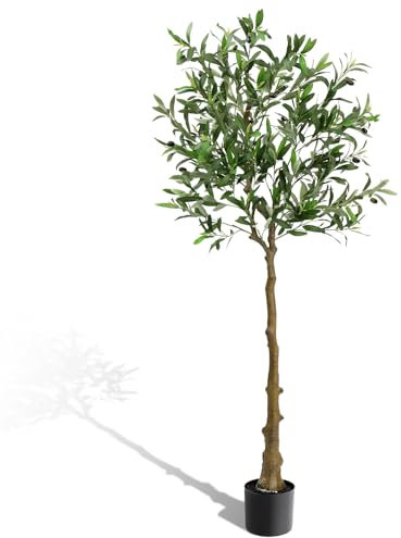 Bonnlo Olivier Artificiel Décoration Intérieur - Arbre Faux Oliviers en Plastique Haute Oualité - 3 Tailles(120 cm,150 cm,180 cm)-Plante Artificielle pour Salon, Bureau, Jardin (150cm)