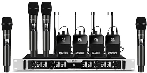 D Debra DU8008 Funkmikrofon-Set,UHF Drahtloses Mikrofon mit Handmikrofone and Bodypack,Plug-and-Play,Einstellbare Frequenz,80m Reichweite,Ideal für Karaoke,Konferenzen,Gesang und Bühnenvorführungen