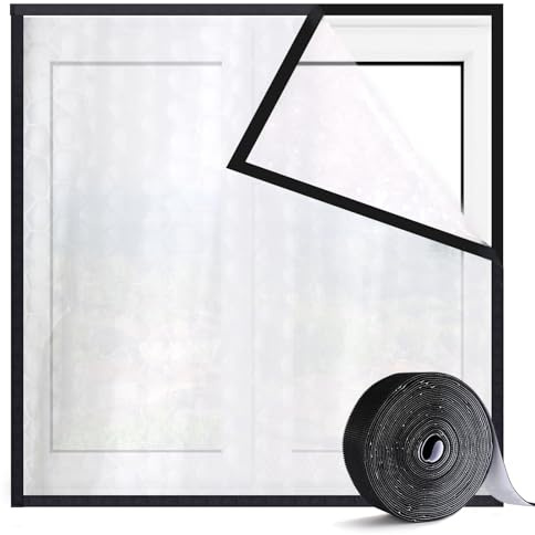Risareyi Isolante Termico per Finestre 90x150cm, Nero Pellicola Traslucido EVA Tenda Termica Window Cover Inverno Contro Freddo, Include Nastro Biadesivo, non Tagliabile
