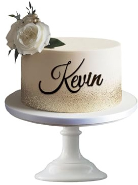 Personalised Cake Topper – Multicoloured Acrylic Name Plate for Birthday, Wedding, Anniversary – Custom Letters Cake Decoration & Charms (Black)