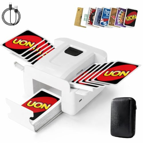 Lambluefly Kartenmischmaschine Elektrische mit 2000mAh Akku, Geräuscharmer Kartenmischer, Spielkartenablage, Mischmaschine Karten für 2 Decks, Karten Mischgerät für Poker,Texas Hold Em,Blackjack