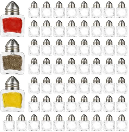Salzstreuer, 100 Stück Mini Salzstreuer, 15 ml (0,5 oz) Glas Gewürzstreuer mit Deckel, Kleine Würzgläser Gewürzbehälter Salz Pfeffer Dosen für Hochzeit, Party, Restaurant und Küche zu Hause