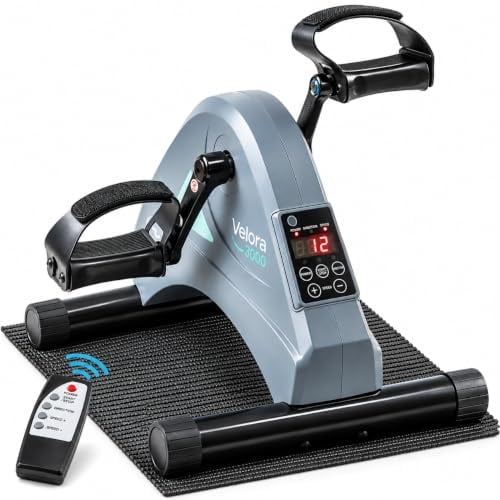 Elektrisches Pedalgerät für Arme und Beine Premium – Mini-Heimtrainer, motorisiert, 12 Geschwindigkeiten, 5 Programme, bidirektionales Pedal, LCD-Display, rutschfeste Matte, Fernbedienung