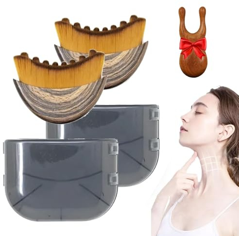 Alpenfaser Gesichtsbürste, Natürliche Sanfte Reinigungsbürste Für Empfindliche Haut, Lymph Bürste Gesicht, Alpenfaser Lymphbürsten Face Brush, Entwickelt Für Die Konturierung Von Gesicht(2 pcs)