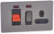 Schneider Electric Ultimate Screwless Flat Plate - Switched Single Cooker Control Unit with Socket, Double Pole with Neon indicator, 45A, GU4401BBN, Black Nickel with Black Insert